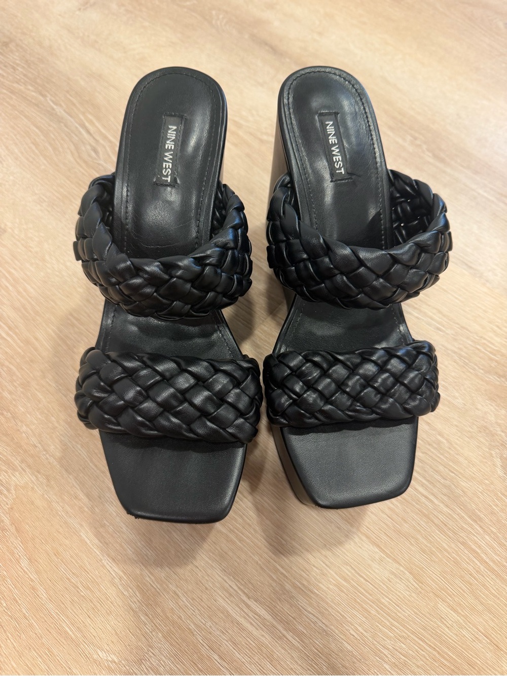 Nine West Black Braided Wedges